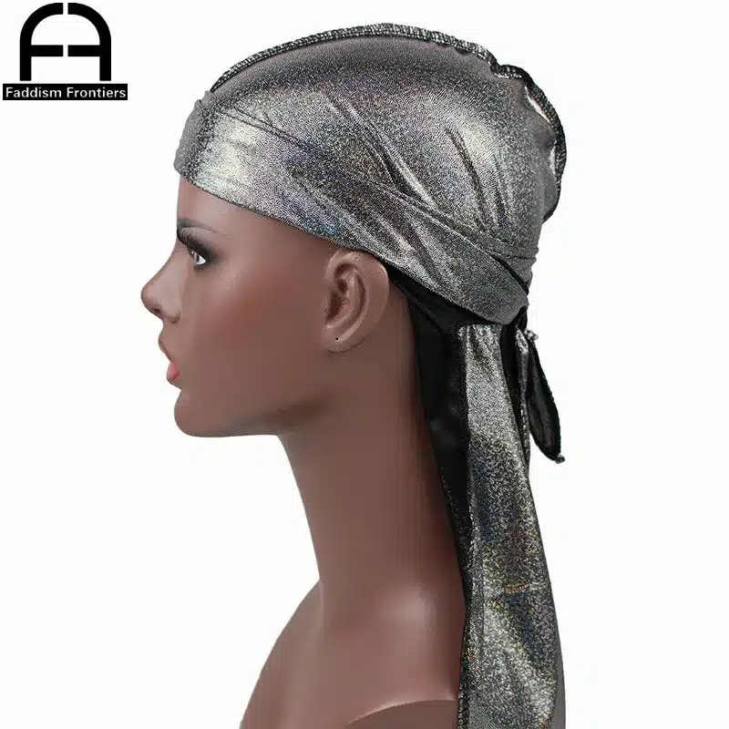 Men's Silky Sparkly Durags Turban Men Durag Shiny Du Rag Bandanas Hat Headwear Headband Hair Accessories Extra Long Tail Du-Rag 11