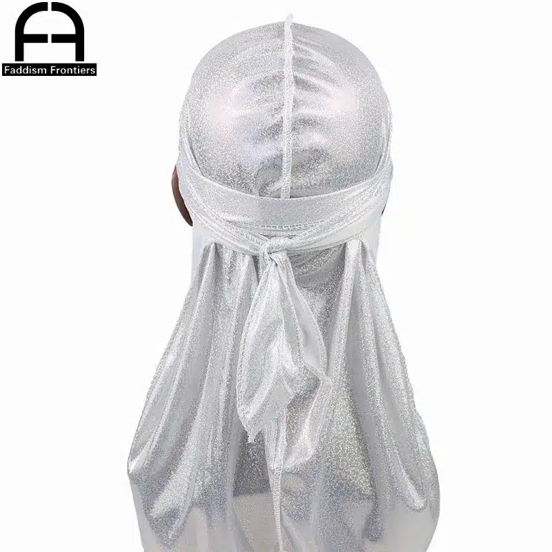 Men's Silky Sparkly Durags Turban Men Durag Shiny Du Rag Bandanas Hat Headwear Headband Hair Accessories Extra Long Tail Du-Rag 15