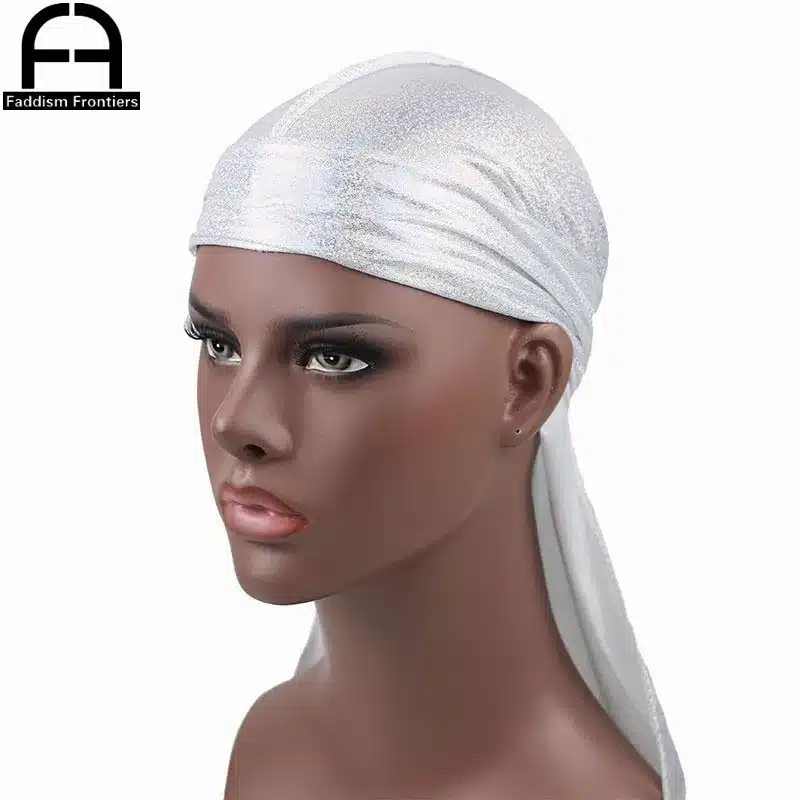 Men's Silky Sparkly Durags Turban Men Durag Shiny Du Rag Bandanas Hat Headwear Headband Hair Accessories Extra Long Tail Du-Rag 16