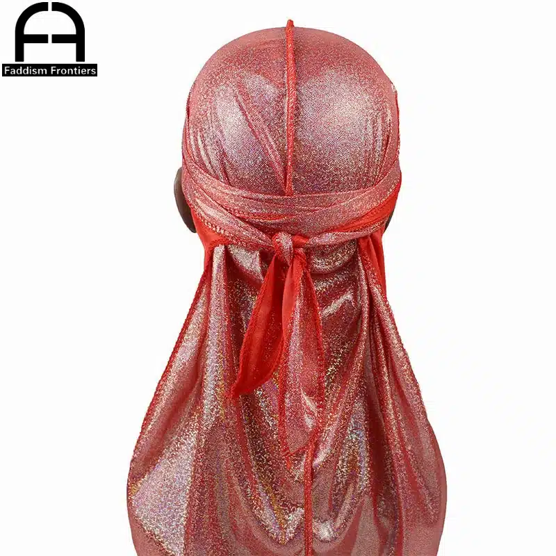Men's Silky Sparkly Durags Turban Men Durag Shiny Du Rag Bandanas Hat Headwear Headband Hair Accessories Extra Long Tail Du-Rag 17