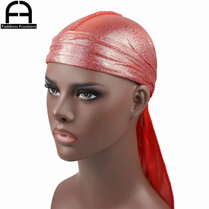 Men's Silky Sparkly Durags Turban Men Durag Shiny Du Rag Bandanas Hat Headwear Headband Hair Accessories Extra Long Tail Du-Rag 18