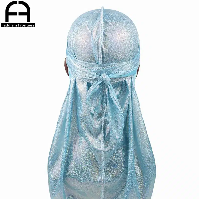 Men's Silky Sparkly Durags Turban Men Durag Shiny Du Rag Bandanas Hat Headwear Headband Hair Accessories Extra Long Tail Du-Rag 19