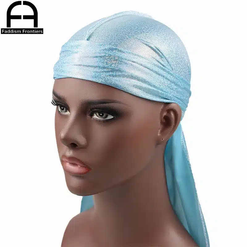 Men's Silky Sparkly Durags Turban Men Durag Shiny Du Rag Bandanas Hat Headwear Headband Hair Accessories Extra Long Tail Du-Rag 20
