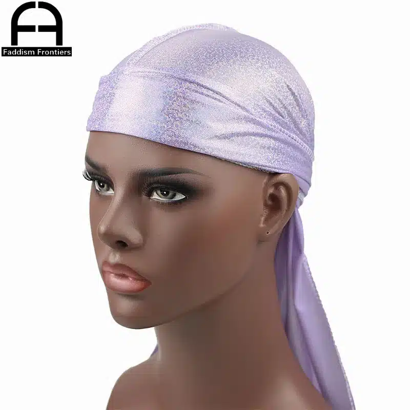 Men's Silky Sparkly Durags Turban Men Durag Shiny Du Rag Bandanas Hat Headwear Headband Hair Accessories Extra Long Tail Du-Rag 24