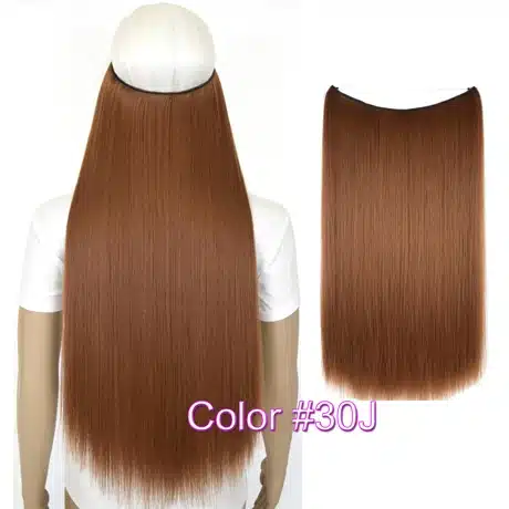 TOPREETY Heat Resistant B5 Synthetic Fiber 24" 60cm 100g Straight Elasticity Invisible Wire Halo Hair Extensions 19