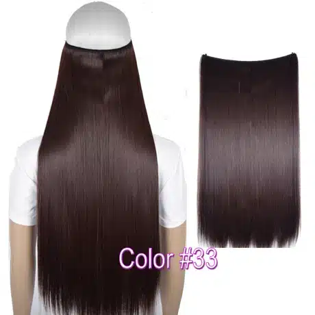 TOPREETY Heat Resistant B5 Synthetic Fiber 24" 60cm 100g Straight Elasticity Invisible Wire Halo Hair Extensions 20