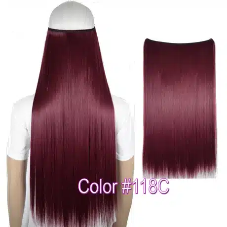 TOPREETY Heat Resistant B5 Synthetic Fiber 24" 60cm 100g Straight Elasticity Invisible Wire Halo Hair Extensions 24