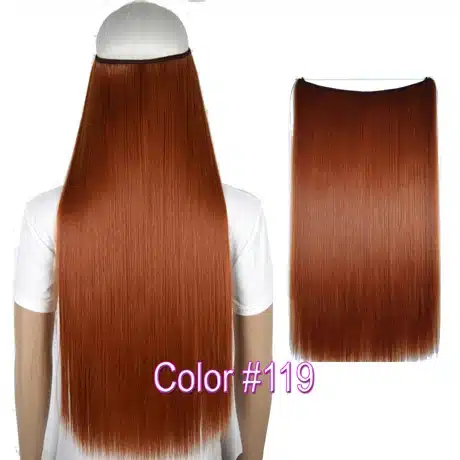 TOPREETY Heat Resistant B5 Synthetic Fiber 24" 60cm 100g Straight Elasticity Invisible Wire Halo Hair Extensions 26
