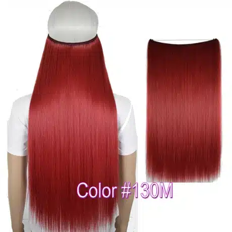 TOPREETY Heat Resistant B5 Synthetic Fiber 24" 60cm 100g Straight Elasticity Invisible Wire Halo Hair Extensions 27