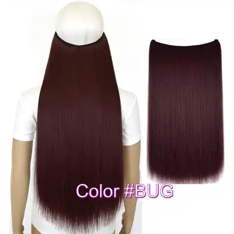TOPREETY Heat Resistant B5 Synthetic Fiber 24" 60cm 100g Straight Elasticity Invisible Wire Halo Hair Extensions 31