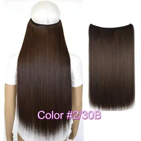 TOPREETY Heat Resistant B5 Synthetic Fiber 24" 60cm 100g Straight Elasticity Invisible Wire Halo Hair Extensions 33
