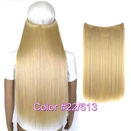 TOPREETY Heat Resistant B5 Synthetic Fiber 24" 60cm 100g Straight Elasticity Invisible Wire Halo Hair Extensions 39