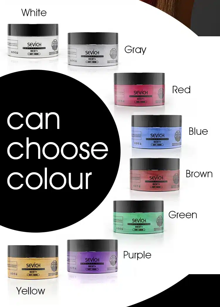 Sevich Fashion Silver Color Jar Styling Hair Colour Wax Hair Dye Wax Mud Cream for Men 100g Temporary Hold Hairstyle Salon Cool 14