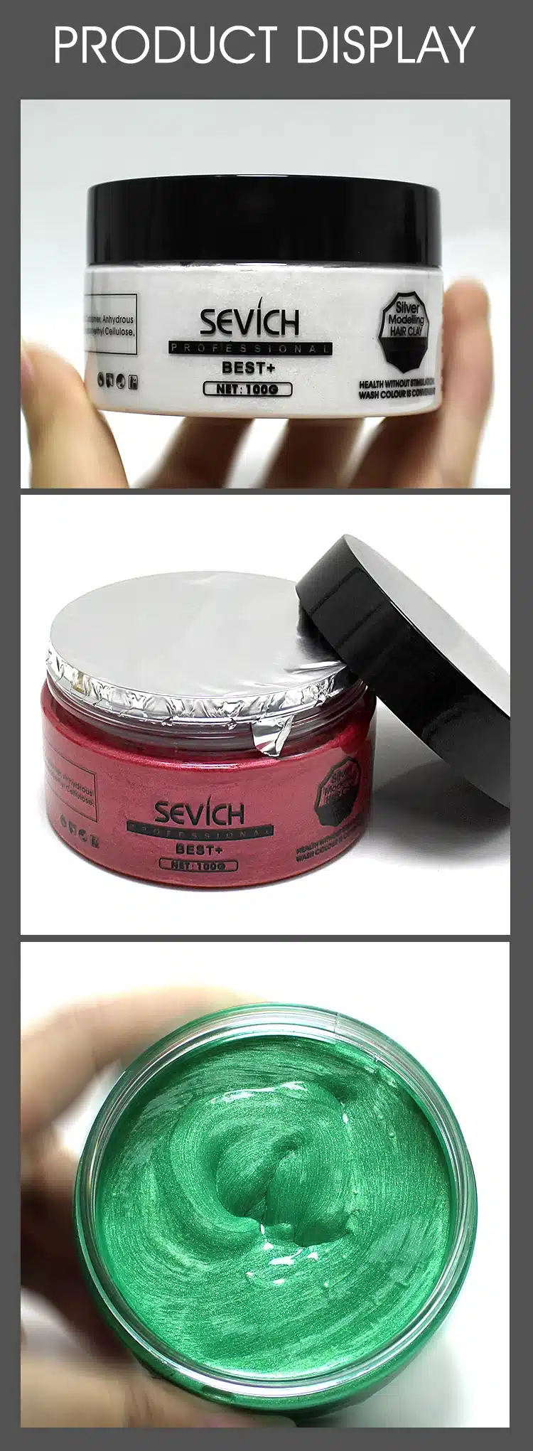 Sevich Fashion Silver Color Jar Styling Hair Colour Wax Hair Dye Wax Mud Cream for Men 100g Temporary Hold Hairstyle Salon Cool 19