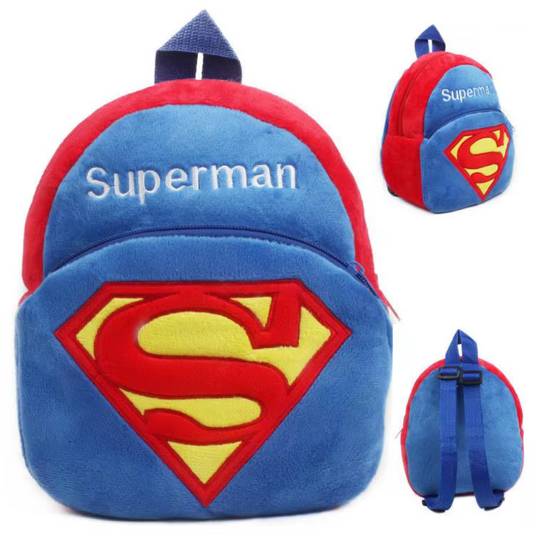 sinine ja punane pehme seljakott superkangelase logoga