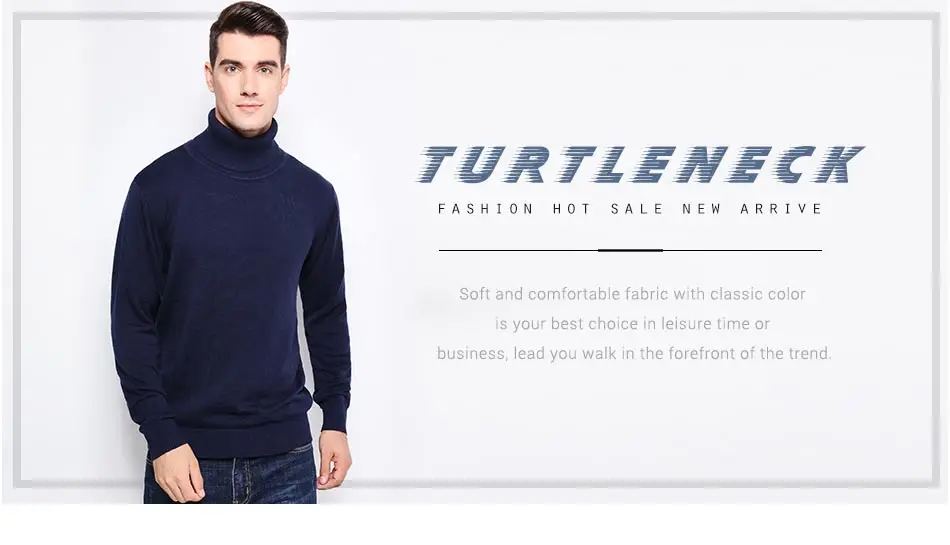 tumesinine kõrge kaelusega meeste pullover