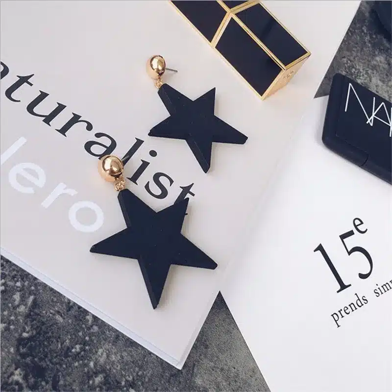 Ajojewel Simple Style Wood Star Big Earrings Black Jewelry For Women Fashion Jewelry Wholesale 20