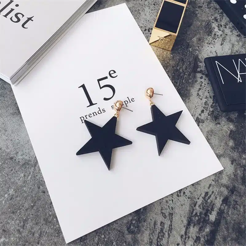 Ajojewel Simple Style Wood Star Big Earrings Black Jewelry For Women Fashion Jewelry Wholesale 21