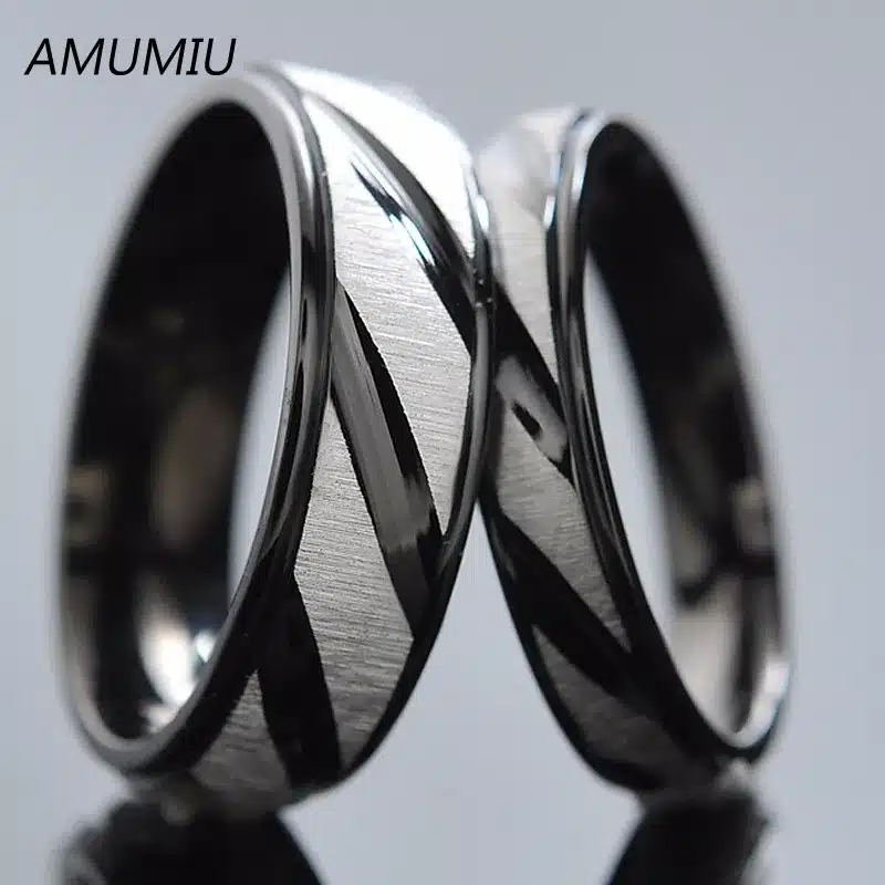 AMUMIU Stainless Steel Couples Rings for Men Women Gold Wedding Bands Engagement Anniversary Lovers his and hers promise KR005 14