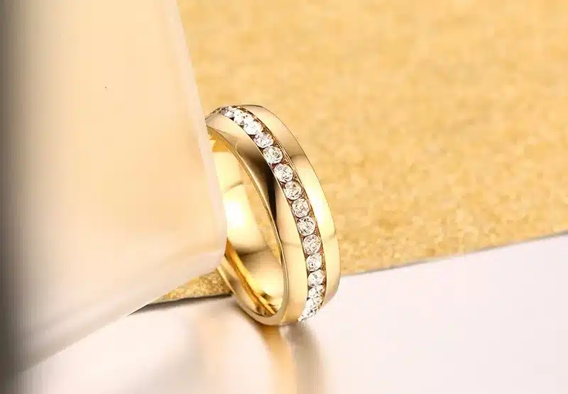 Twinkling Titanium Steel Sliver Ring with Rhinestone 5-11 Size Luxury jewelry for Woman And Man KR27 14