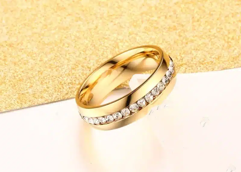 Twinkling Titanium Steel Sliver Ring with Rhinestone 5-11 Size Luxury jewelry for Woman And Man KR27 16
