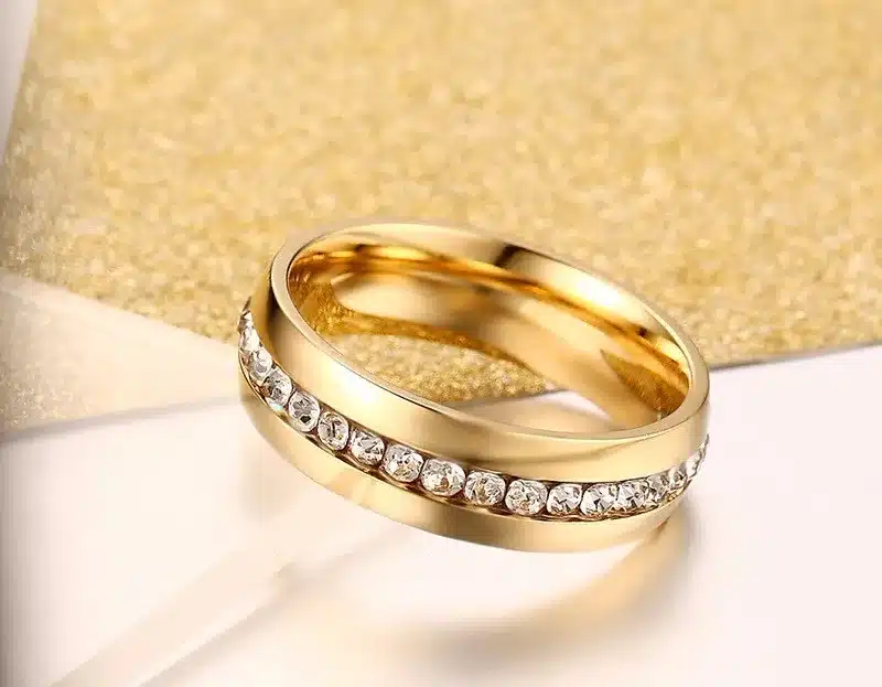 Twinkling Titanium Steel Sliver Ring with Rhinestone 5-11 Size Luxury jewelry for Woman And Man KR27 18