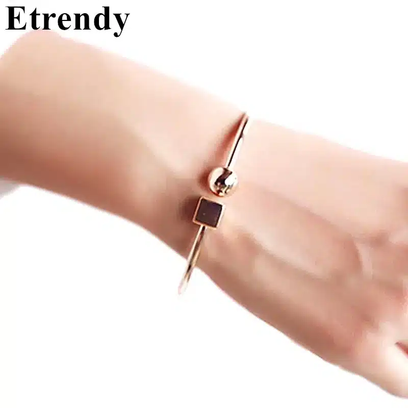Fashion Circle Square Open Bracelet Women Street Taste Geometry Bracelets & Bangles Jewelry Bijoux Rose Gold-color 24