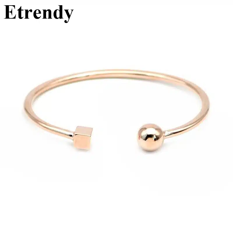 Fashion Circle Square Open Bracelet Women Street Taste Geometry Bracelets & Bangles Jewelry Bijoux Rose Gold-color 25