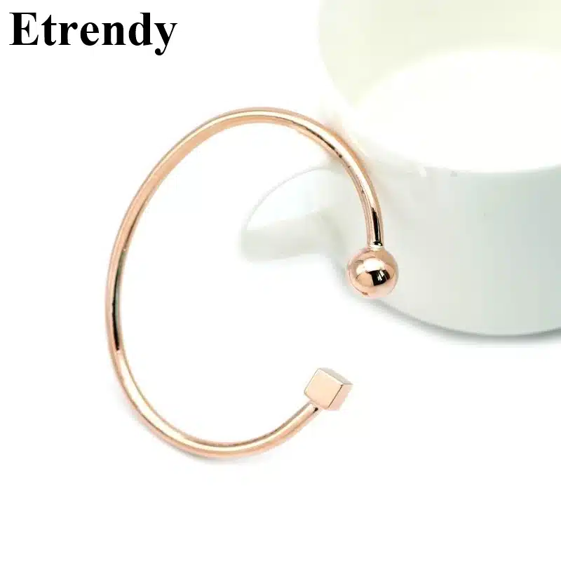 Fashion Circle Square Open Bracelet Women Street Taste Geometry Bracelets & Bangles Jewelry Bijoux Rose Gold-color 26