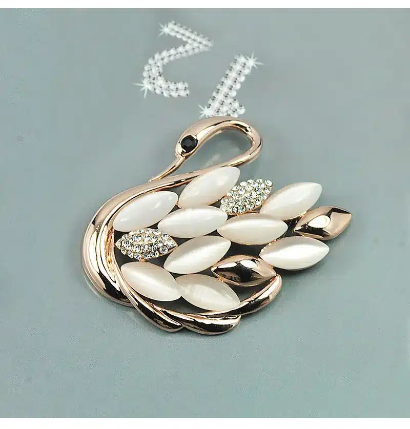 USTAR Lovely Swan brooches for women pins gold color animal rhinestone cameo brooch lapel broche christmas gifts top quality S8 31