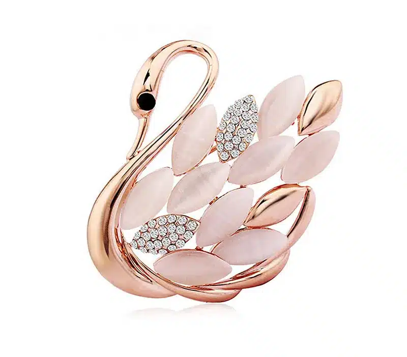 USTAR Lovely Swan brooches for women pins gold color animal rhinestone cameo brooch lapel broche christmas gifts top quality S8 33