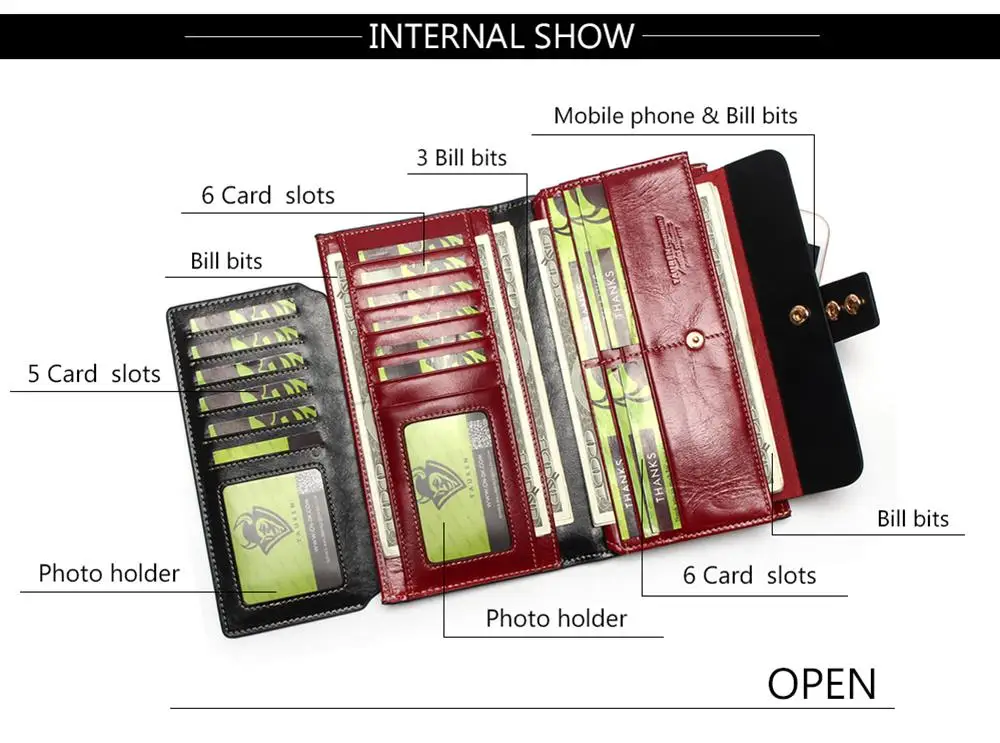 Tauren 2018 New Women Wallets Genuine Leather High Quality Long Design Clutch Cowhide Wallet High Quality Fashion Female Purse 10