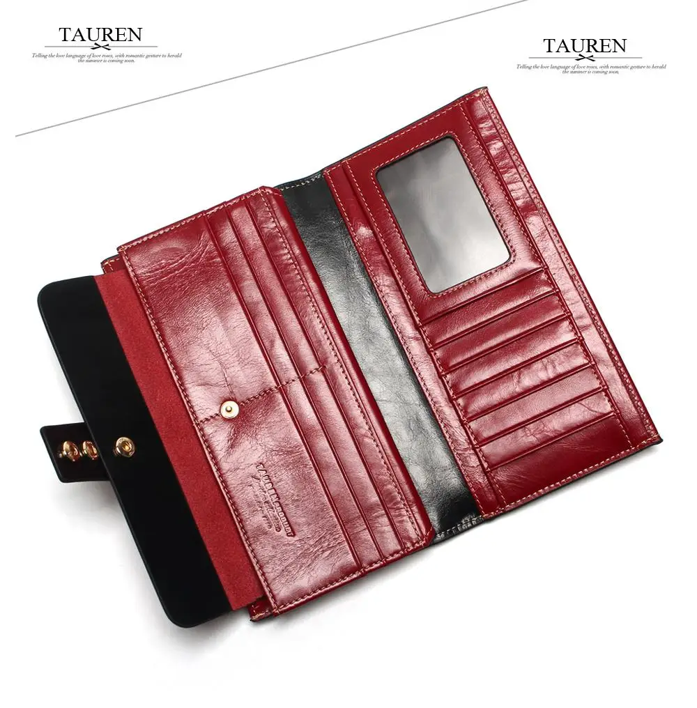 Tauren 2018 New Women Wallets Genuine Leather High Quality Long Design Clutch Cowhide Wallet High Quality Fashion Female Purse 15