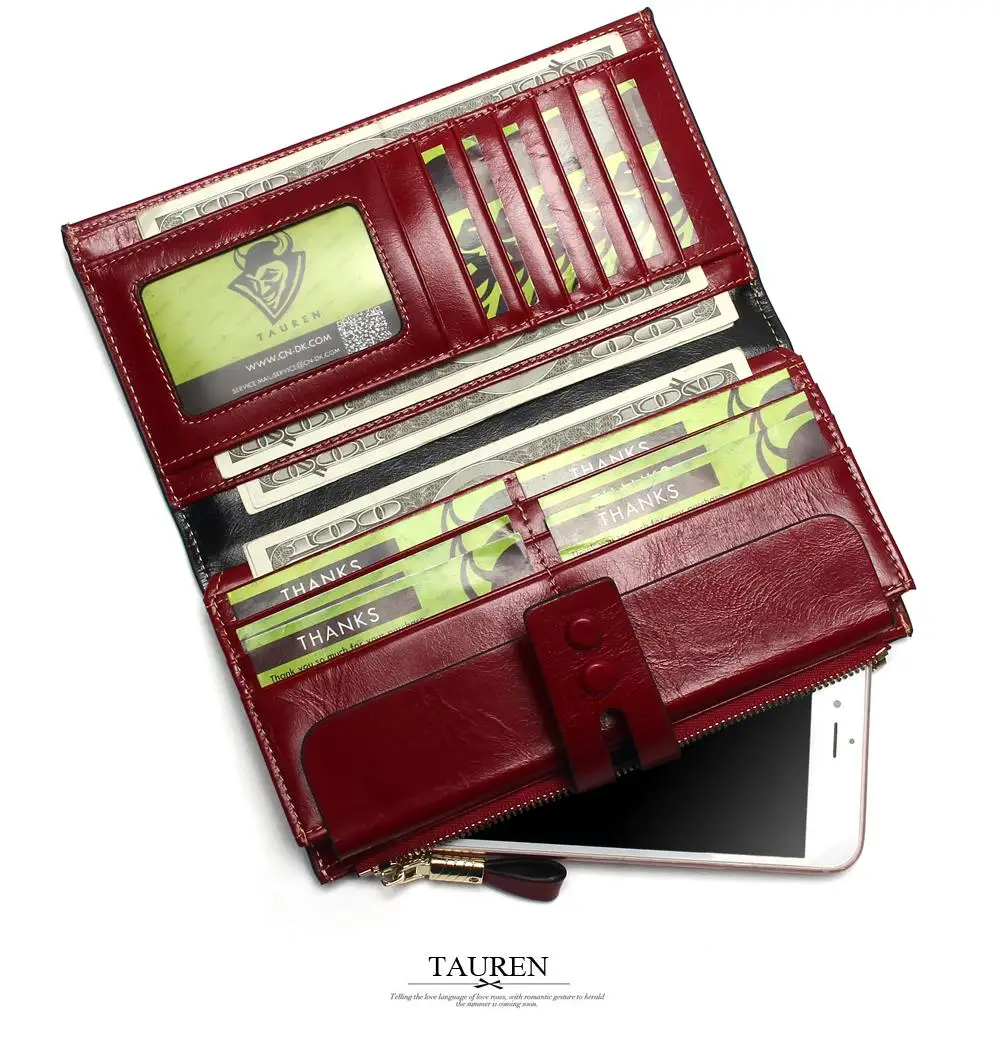 Tauren 2018 New Women Wallets Genuine Leather High Quality Long Design Clutch Cowhide Wallet High Quality Fashion Female Purse 19