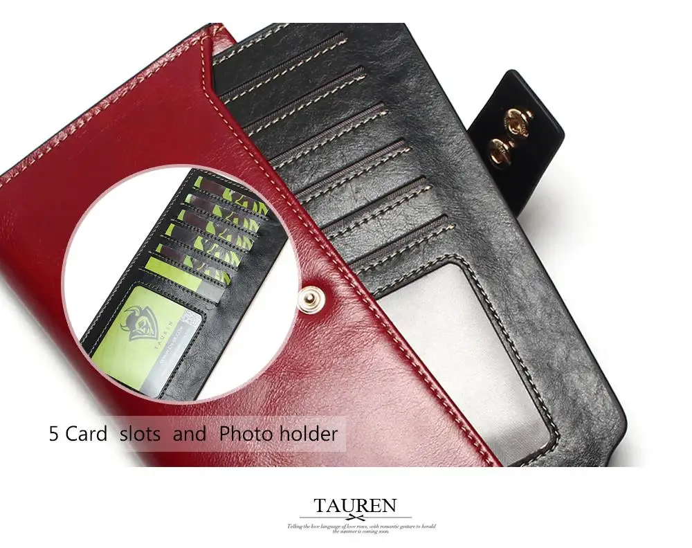 Tauren 2018 New Women Wallets Genuine Leather High Quality Long Design Clutch Cowhide Wallet High Quality Fashion Female Purse 22