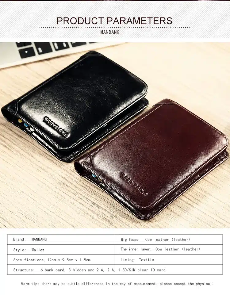 ManBang 2017 New Wallet Genuine Leather Men Wallets Short Male Purse Card Holder Wallet Men Fashion High Quality Free Shipping 12