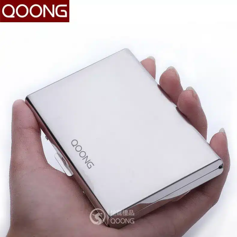QOONG Titanium Black Waterproof Men Women Business Credit Card Holder ID Card Case Rfid Travel Metal Card Wallet Cardholder 18