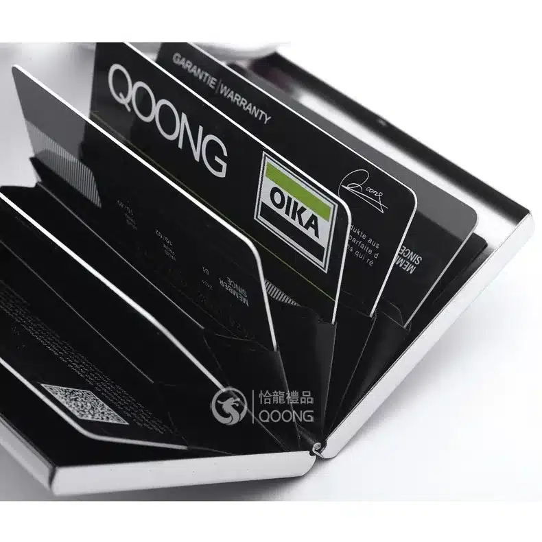 QOONG Titanium Black Waterproof Men Women Business Credit Card Holder ID Card Case Rfid Travel Metal Card Wallet Cardholder 25