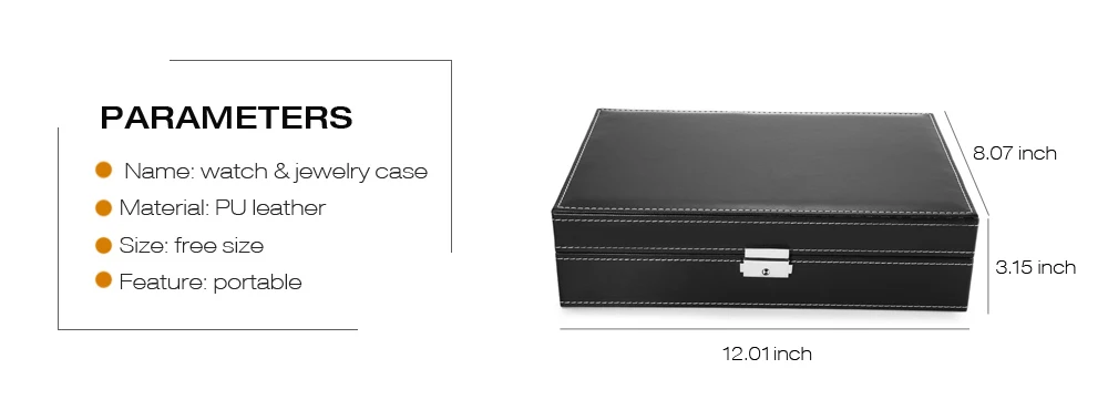 2 In 1 8 Watch Box Grids+3 Mixed Grids PU Leather Watch Case Storage Organizer Box Luxury Jewelry Ring Display Watch Boxes Black 15