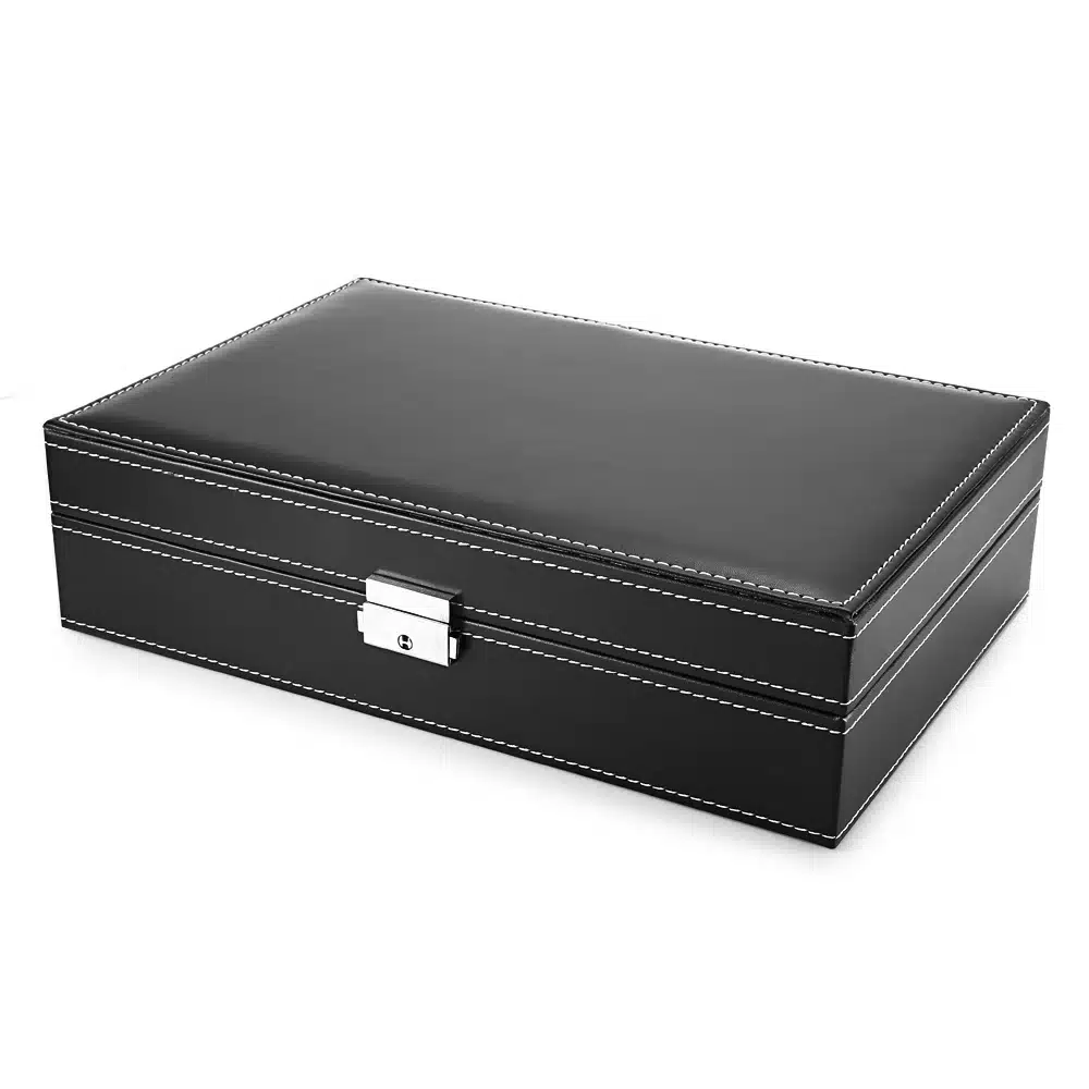 2 In 1 8 Watch Box Grids+3 Mixed Grids PU Leather Watch Case Storage Organizer Box Luxury Jewelry Ring Display Watch Boxes Black 19