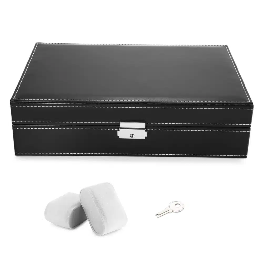 2 In 1 8 Watch Box Grids+3 Mixed Grids PU Leather Watch Case Storage Organizer Box Luxury Jewelry Ring Display Watch Boxes Black 20