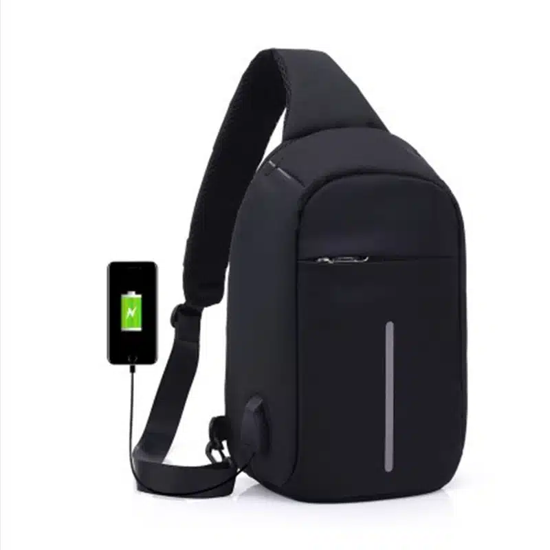 Men's Burglar USB Charging Shoulder Crossbody Bag Men&Female Stealth Zipper Business Chest Pack Repellent Anti-theft Package 11