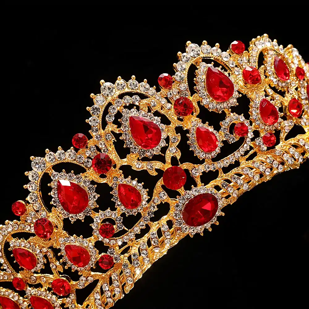 Red Queen crown Crystal bridal Tiaras bride crown and earrings Baroque headband Wedding Accessories diadem hair jewelry ornament 2