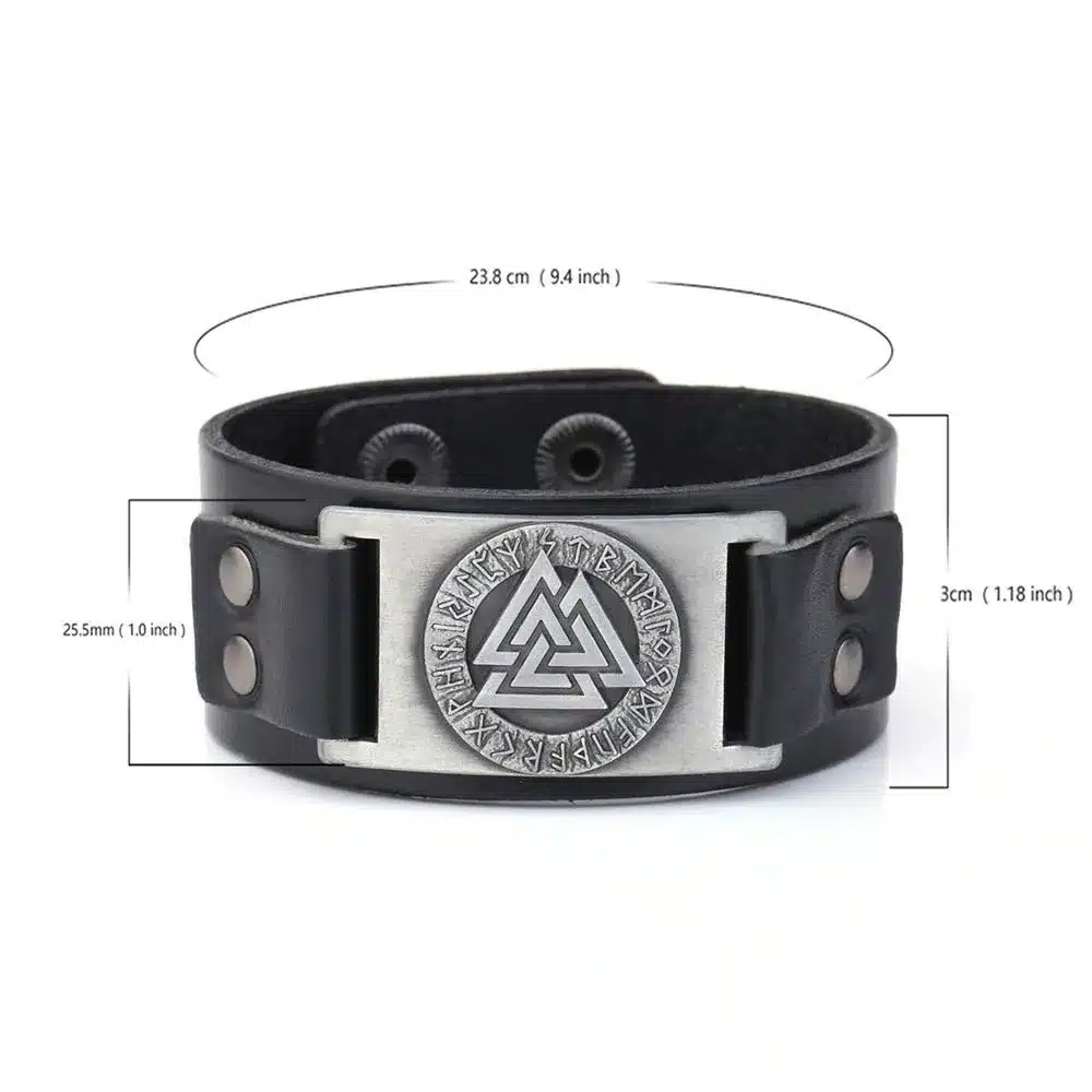 Skyrim Punk Leather Bracelet With Viking Runes Totem Metal Crafts Connector Charms Adjustable Vintage Wristband Leather Bracelet 8