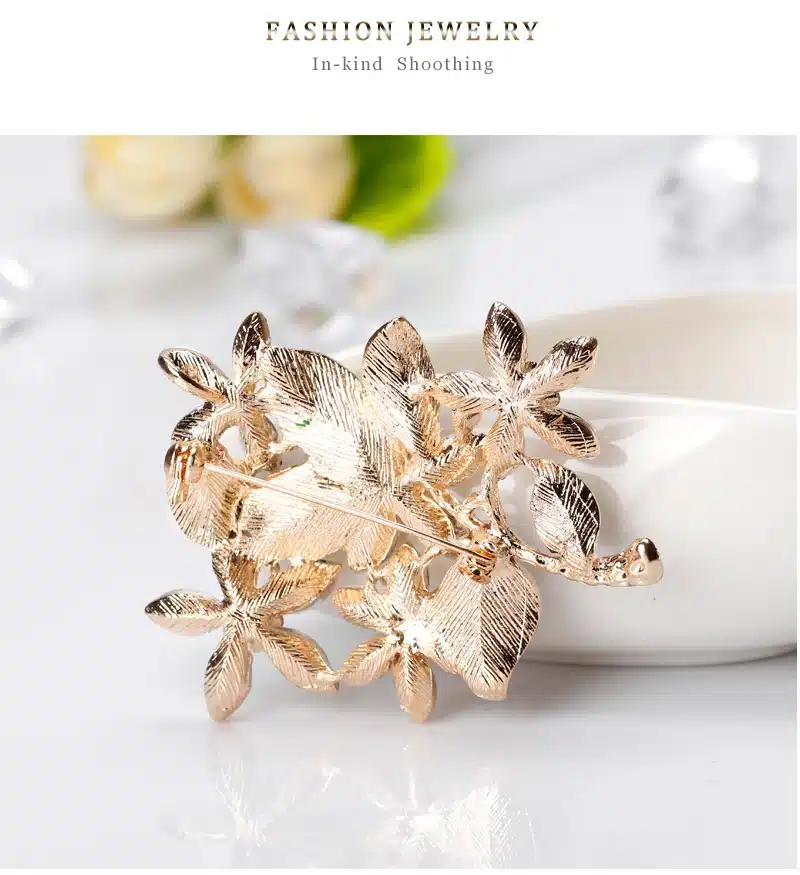 Green Tree Shiny Crystal Brooches Resin Brooch Drop Oil Enamel Pins for Girls Women Party Gifts Floral Jewelry Accessories 13