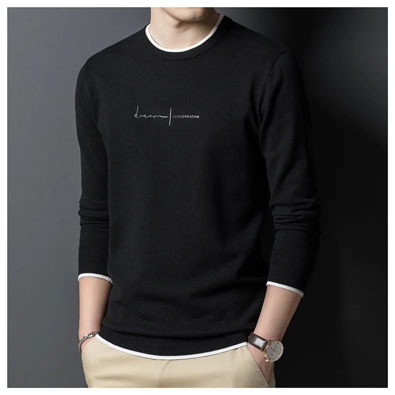 must meeste pullover valgete ääristega