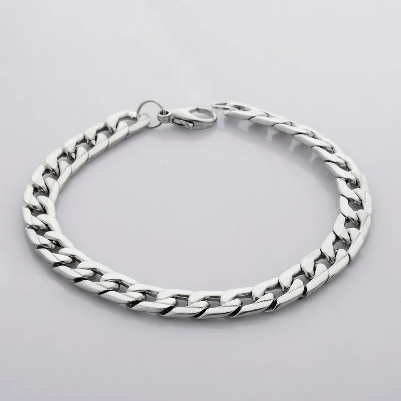 QIHE JEWELRY Wrist Chunky Men's Bracelets Silver Tone Hand Chain Curb Link Jewelry For Mens Gift Pulseiras masculinas 14