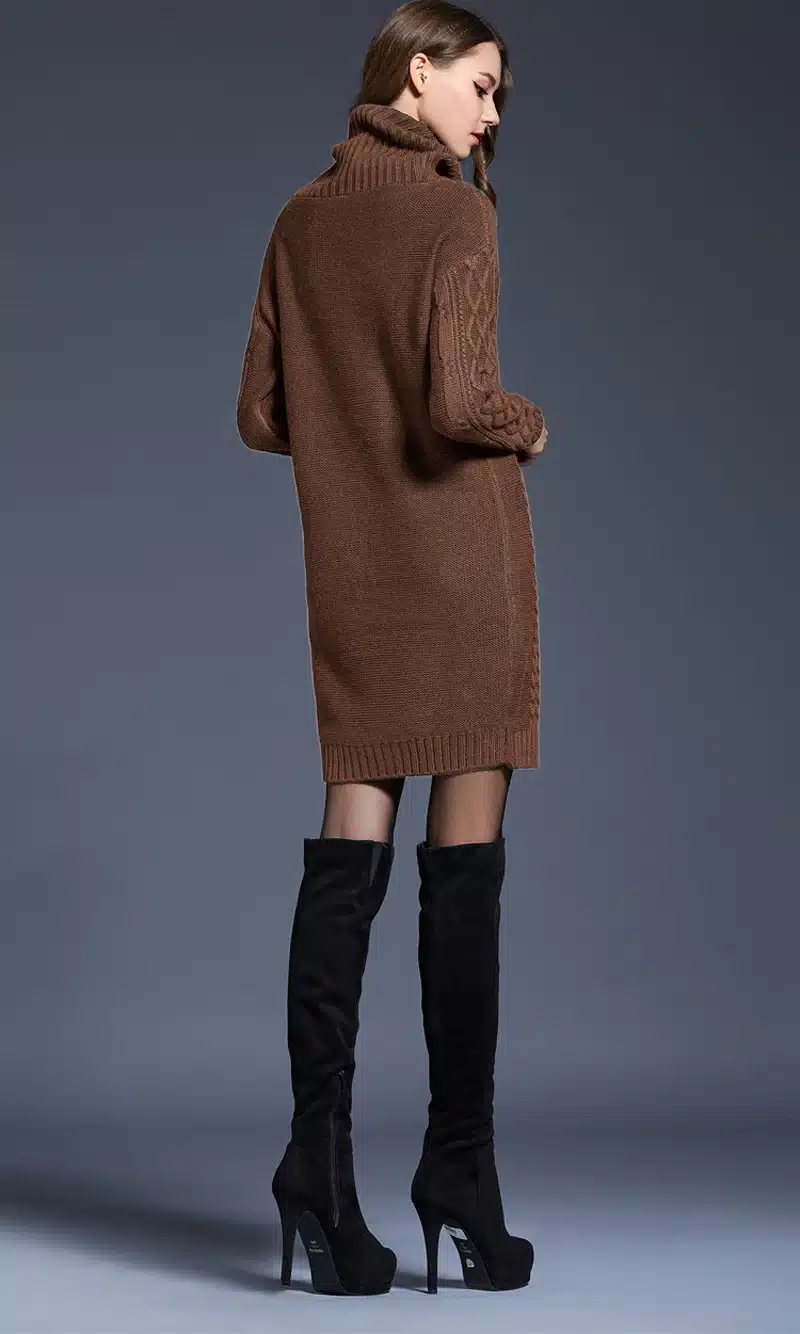 2018 Women Fashion Turtleneck Thick Sweater Dresses Plus Size Casual Sexy Knitted Cotton Autumn Winter Dress Vestidos 15
