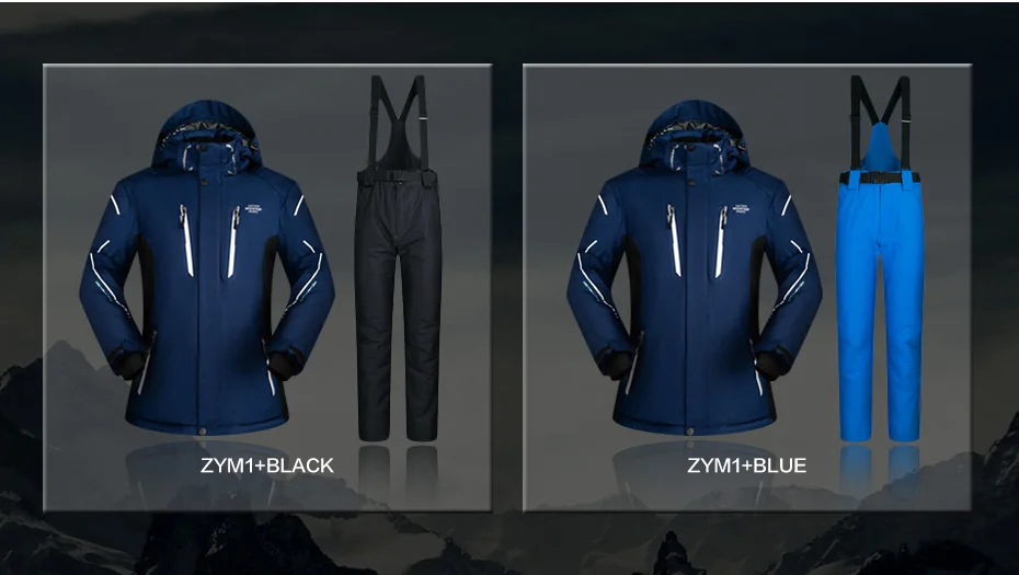 Ski Suit Men Winter 2018 Waterproof Windproof Thicken Warm Snow Clothes Men Ski Sets Jacket Skiing And Snowboarding Suits Brands 34