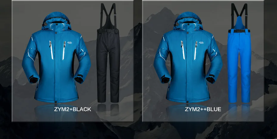 Ski Suit Men Winter 2018 Waterproof Windproof Thicken Warm Snow Clothes Men Ski Sets Jacket Skiing And Snowboarding Suits Brands 37